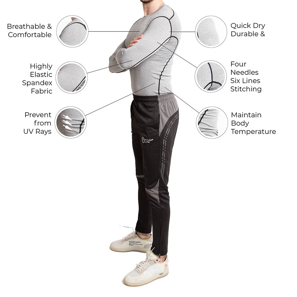 3 - Fitup Life Gym Wear Men Compression Full Sleeve,  Grey  XXL 