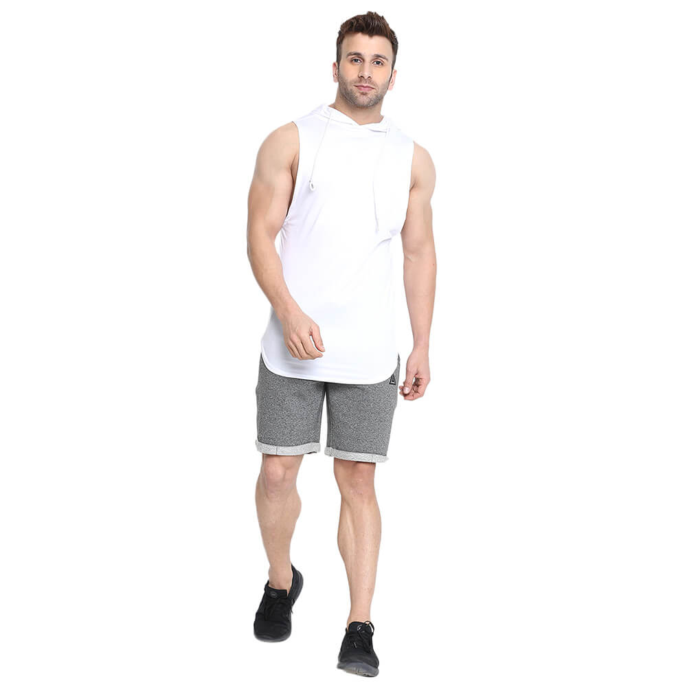 2 - Aesthetic Bodies Men's Drop Arm Sleeveless Hoodie,  White  XS 