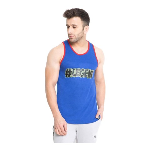 1 - Aesthetic Bodies Men's LongLine Stringer,  Blue  Small 