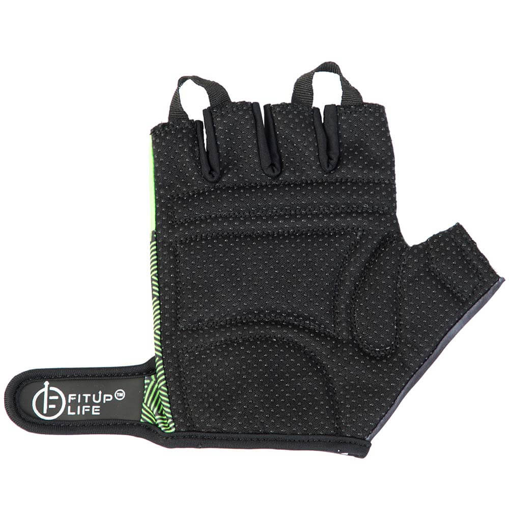 4 - Fitup Life Gym Gloves with Adjustable Velcro Strap & Dotted Padding Gym,  Grey Green  Small 