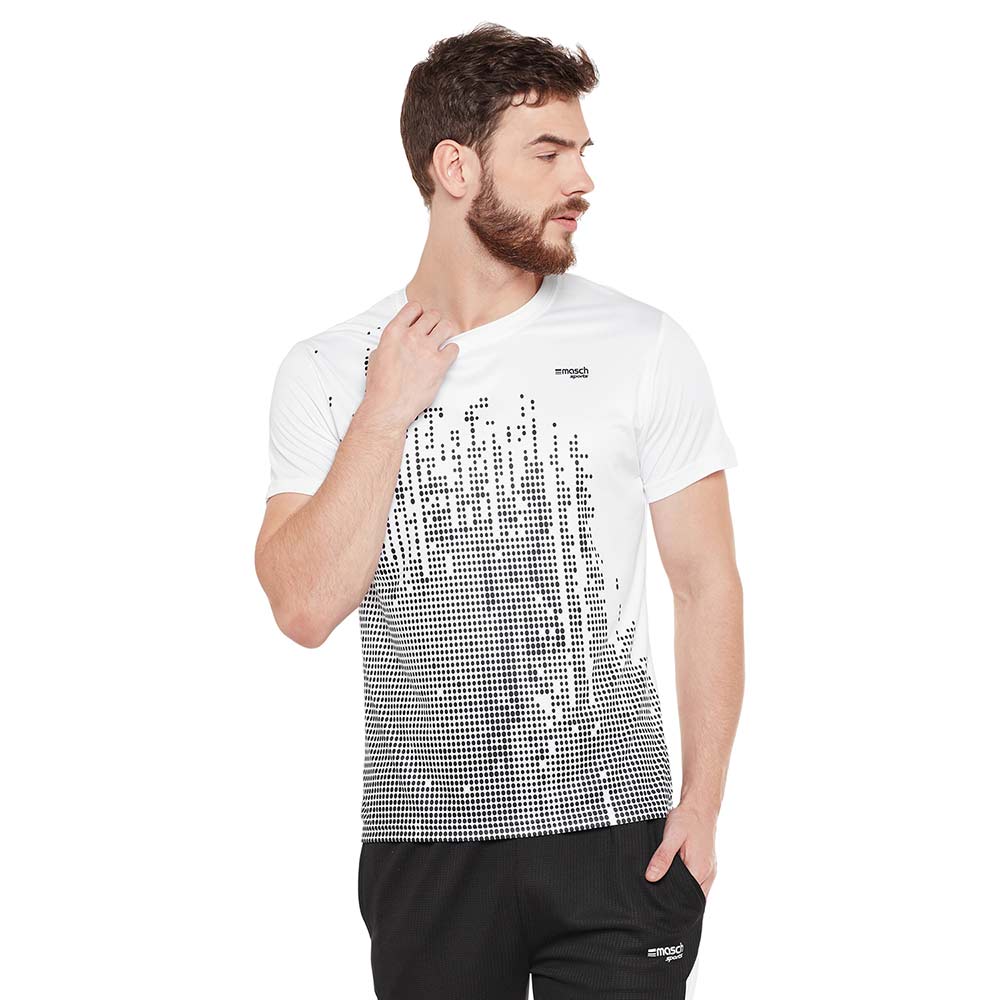 2 - Masch Mens Regular Fit Polyester Active T Shirt (MSTS1017 HSP BDW),  White  Medium 