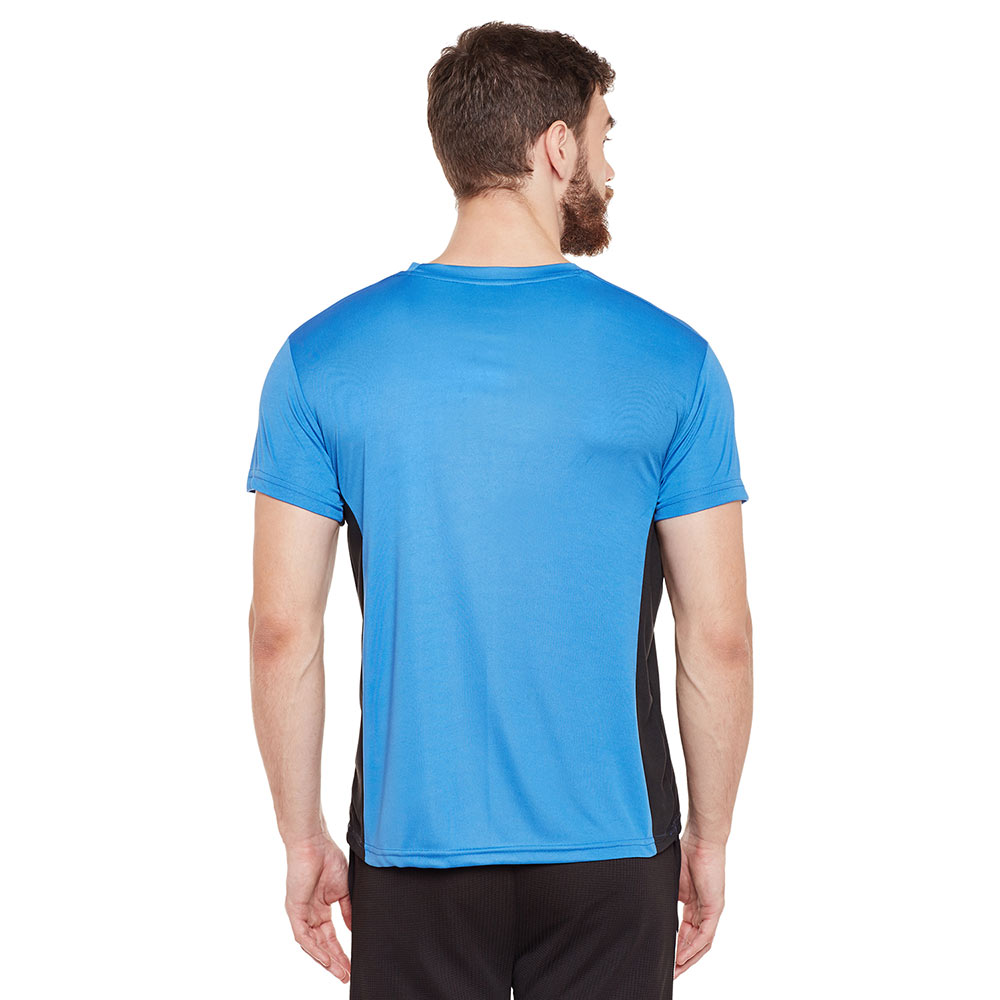 3 - Masch Mens Regular Fit Polyester Active T Shirt (MSTS1017 HSCS SPIB),  India Blue  Medium 