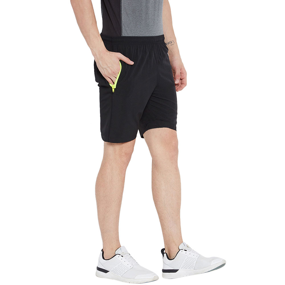 4 - Masch Mens Regular Fit Polyester Shorts (MSSH 0618 CS NZIP NOFLAP),  Medium  Black 