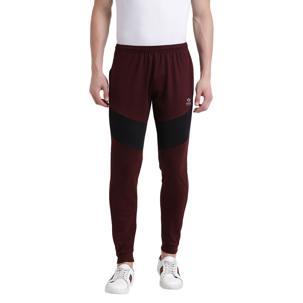 2 - Masch Mens Regular Fit Polyester Cotton Joggers (MSTP 1218 CS FTP CTNMRNB),  Maroon  Large 