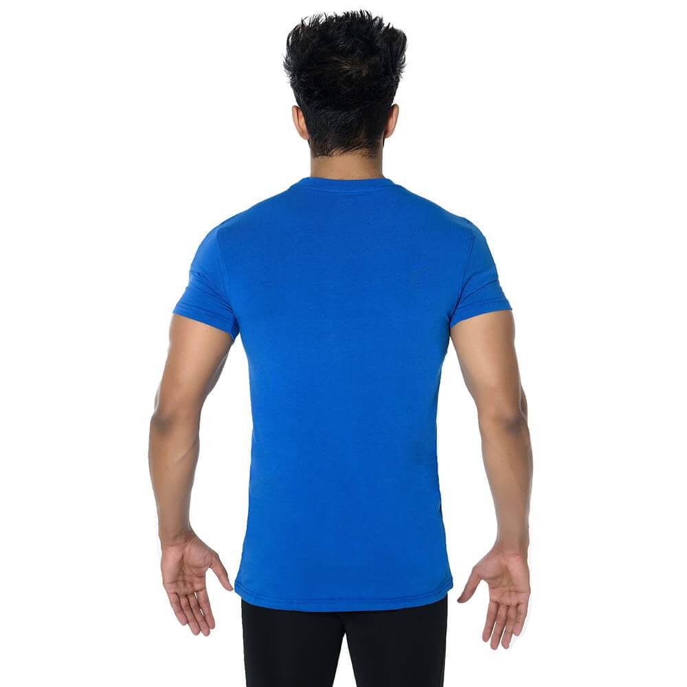 2 - DK Active Wear Half Sleeve Gym T Shirt (Beast Mode),  Royal Blue and White  XXL 