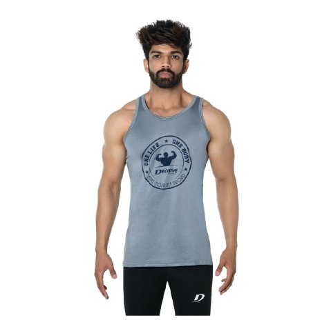 1 - Decisive Fintess Gym Vest Tank Top,  Grey  Medium 