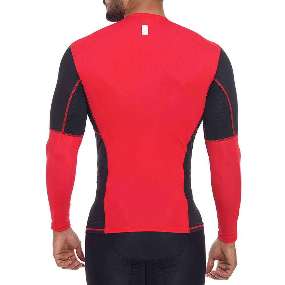 1 - SportSoul Nylon Compression Skin Tight Full Sleeve Gym Tshirt (with Waterproof Carry Pouch),  Red & Black  Small 
