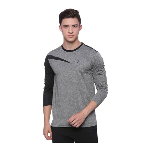1 - Campus Sutra Solid Men Round or Crew T Shirt,  Black & Grey  Medium 