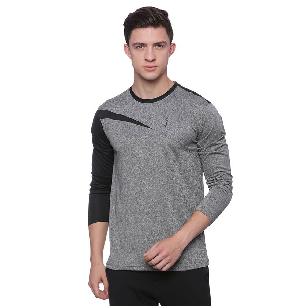 1 - Campus Sutra Solid Men Round or Crew T Shirt,  Black & Grey  Medium 