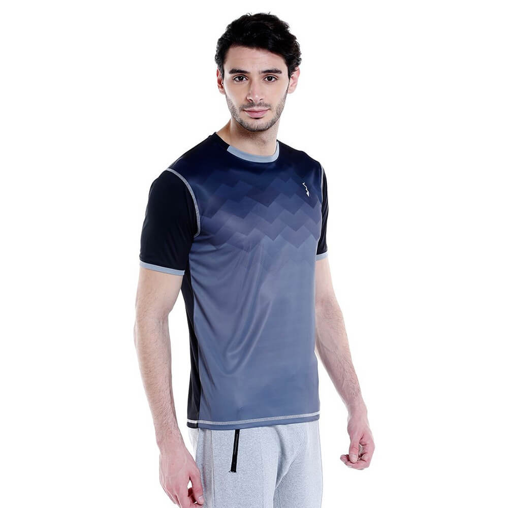 3 - Campus Sutra Printed Men Round or Crew T Shirt,  Blue  Small 