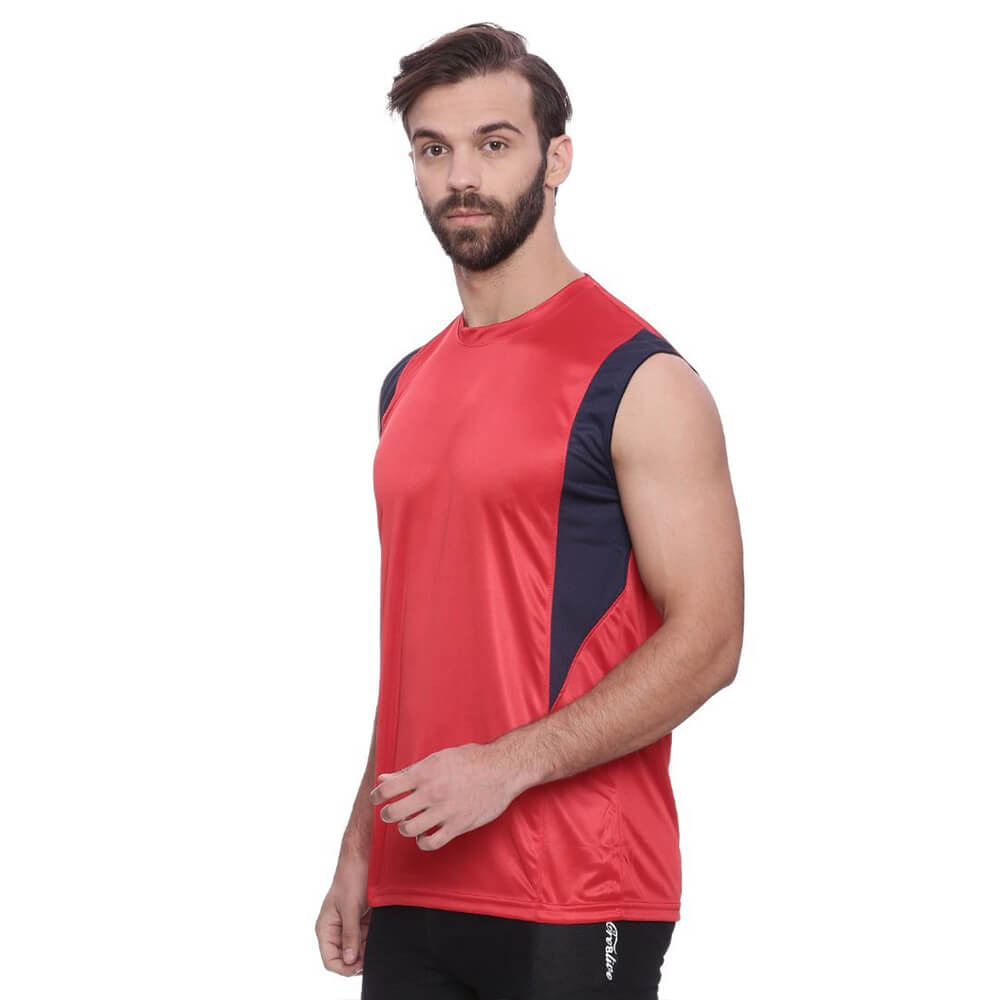 3 - Campus Sutra Solid Men Round or Crew Sleeveless T Shirt,  Red  Medium 