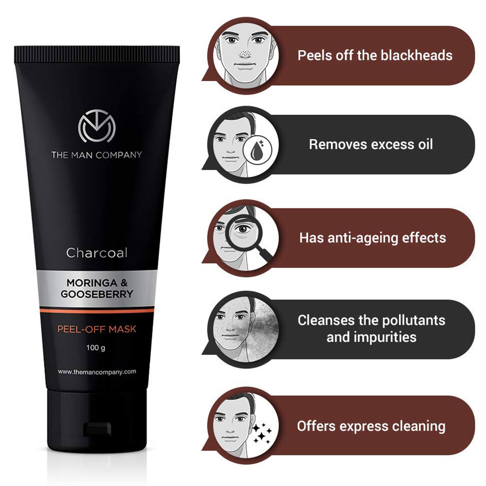 3 - The Man Company Charcoal Peel Off Mask,  100 g  Moringa & Gooseberry 