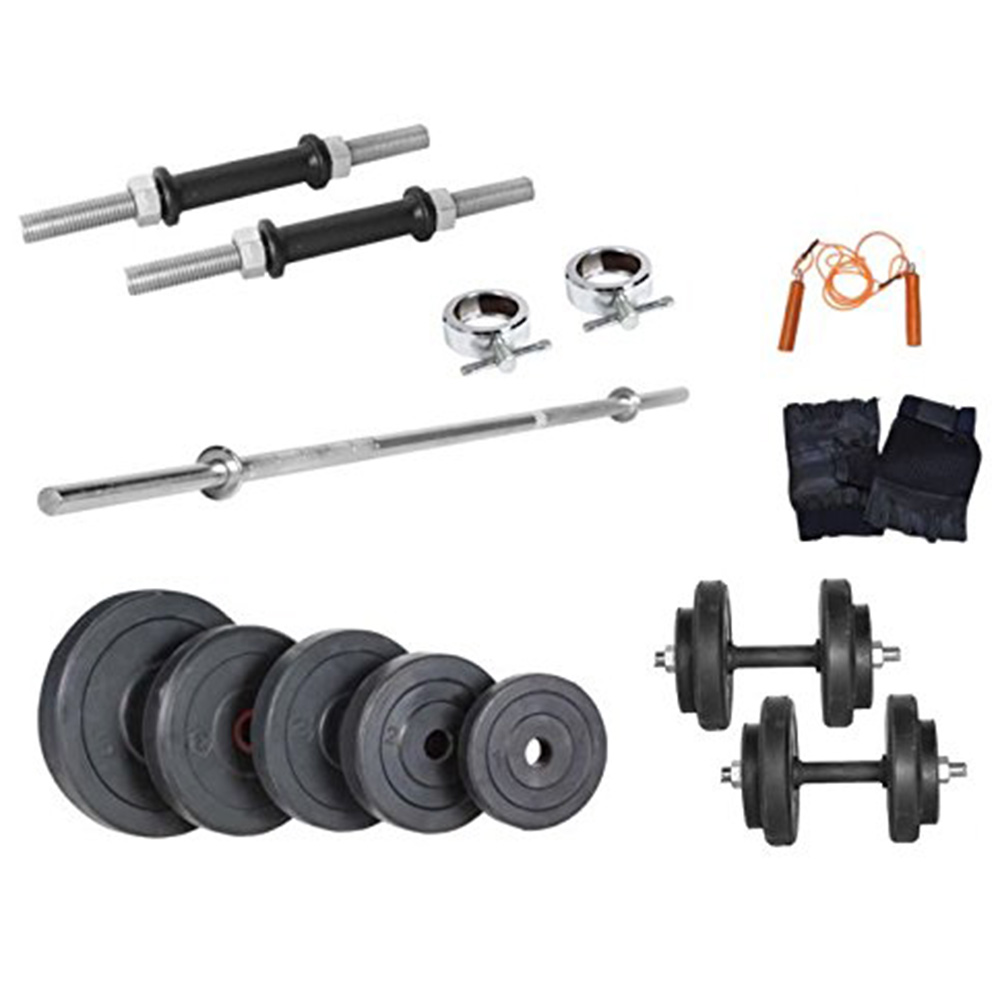20 Kg Rubber Weight Plates Ft Biceps Triceps Bar Pcs