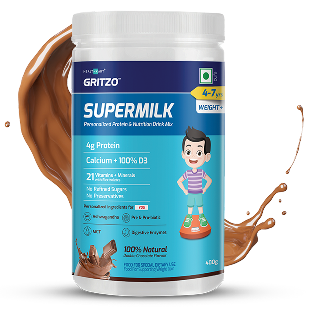 Gritzo Supermilk Protein & Nutrition Drink 4-7yrs Kids Weight +,  400 g  Double Chocolate 