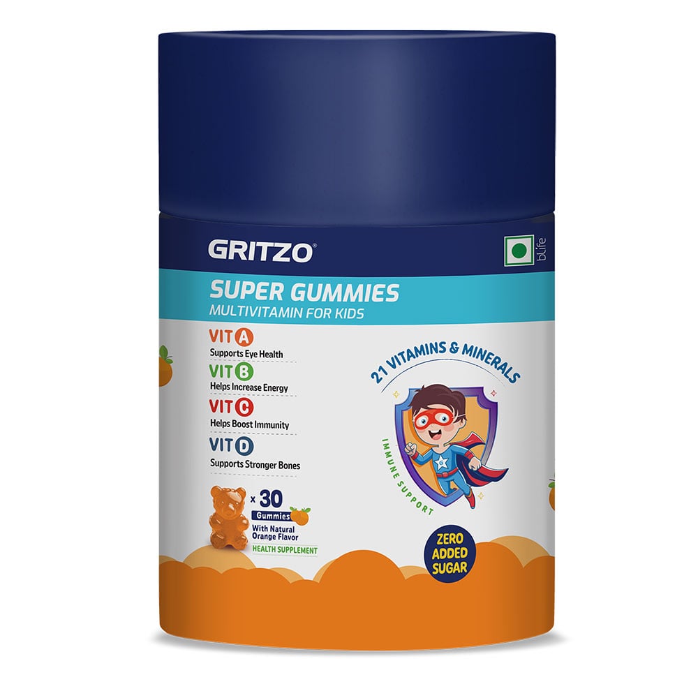1 - Gritzo Super Gummies Multivitamin for Kids,  30 gummies  Orange 