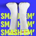 3 - Smash Socks,  White - Em  Crew Length 