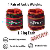 6 - Fitsy Ankle Weights, Red & Black 1.5 kg