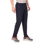 Fitinc N S Polycotton Dryfit Casual Trackpant with Both Side Safety Zipper Pocket, Navy Blue Small