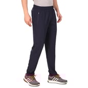 1 - Fitinc N S Polycotton Dryfit Casual Trackpant with Both Side Safety Zipper Pocket,  Navy Blue  XL 