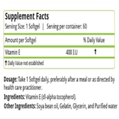supplement - Natures Velvet Vitamin E 400 IU,  60 softgels 