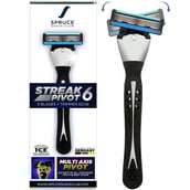 1 - Spruce Shave Club Streak6 Pivot Shaving Razor 6 Blade (Diamond and Titanium Coated Blades)