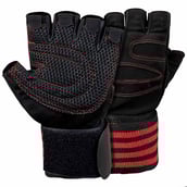 Fitsy Weight Lifting Gloves with Wrist Support Strap,  Red  Medium 