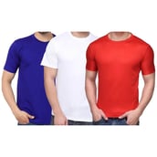 Gym Brute 3 T-Shirt Combo,  Navy Blue, White,Red  XL 