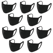 1 - Ajeraa Unisex Adjustable Anti Dust Anti Pollution Reusable Washable Face Mouth Mask,  Black (Pack of 10) 