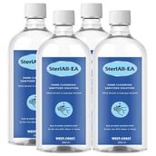 West Coast SteriAll-EA Hand Rub Sanitizer, Fragrance Free 200 ml Protection from Germs (Pack of 4)