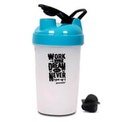 Greenbee Work Dream Never Protein Shaker, Transparent with Sky Blue Cap 500 ml