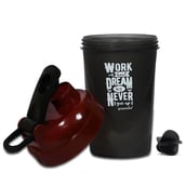 2 - Greenbee Work Dream Never Protein Shaker,  Black with Maroon Cap  500 ml 