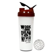 Greenbee Work Dream Never Protein Shaker, Transparent with Maroon Cap 700 ml
