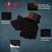 2 - Fitsy Weight Lifting Gloves with Wrist Support Strap, Orange Medium