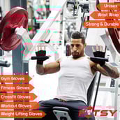 3 - Fitsy Weight Lifting Gloves with Wrist Support Strap,  Red  Large 