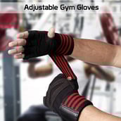 Fitsy Weight Lifting Gloves with Wrist Support Strap,  Red  Medium 