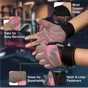 3 - Fitsy Gym Gloves with Wrist Support for Women,  Pink  Medium 