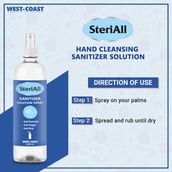 3 - West Coast Hand Sanitizer Solution Spray,  Fragrance Free  200 ml  Anti Bacterial Fungal Viral (Pack of 4) 