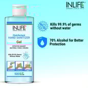 1 - INLIFE Disinfectant Hand Sanitizer Gel with 70% Isopropyl Alcohol Based,  Fragrance Free  500 ml  Germ Protection, Anti-Bacterial without Pump 