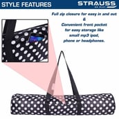 3 - Strauss Yoga Mat Bag (Full Zip),  Polka Dots Black  28 Inch 