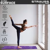 3 - Strauss Yoga Mat (Floral),  Blue  6 mm 