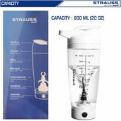 4 - Strauss Automatic Shaker Bottle,  White  600 ml 
