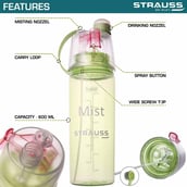Strauss Water Mist Spray Bottle,  Green  600 ml 