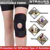 1 - Strauss Adjustable Knee Support Patella, Pair (Black) Free Size