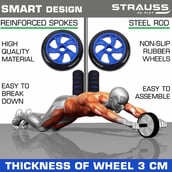 5 - Strauss Double Wheel Ab Exerciser with Knee Pad,  Blue  Free Size 