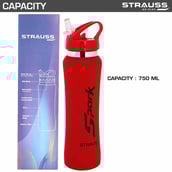 4 - Strauss Spark Stainless Steel Bottle,  Rubber Finish Red  750 ml 