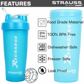 Strauss Recharge Shaker Bottle,  Blue  600 ml 
