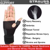 1 - Strauss Thumb Support with Wrist Wrap,  Black  Free Size 