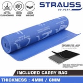 Strauss Yoga Mat Yogasana, Blue 6 mm