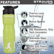 Strauss Stainless Steel Water Bottle,  Green  750 ml 