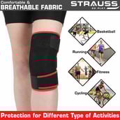 1 - Strauss Adjustable Knee Support,  Black  Free Size 